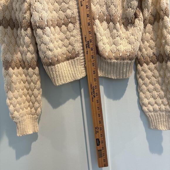 NWT Endless Blu Sweater Women Large Ivory Taupe Button Cardigan Chunky Knit - Picture 10 of 14
